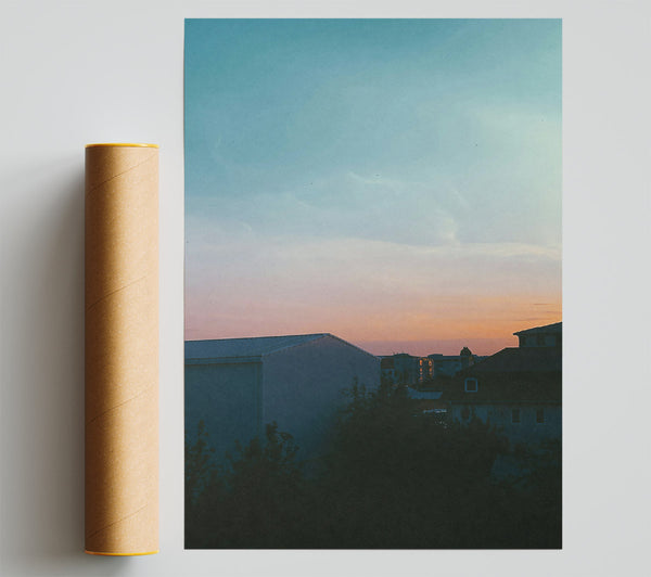 Peach Sky Silhouette Poster