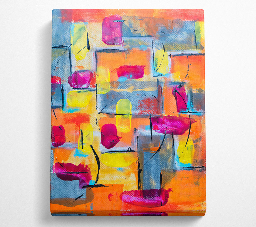  A Canvas Print of Orange Abstract Shapes Canvas Wall Art