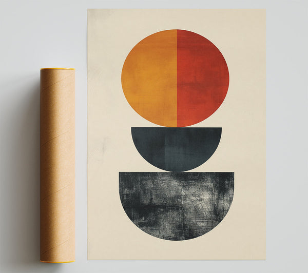 Orange And Black Circles Print