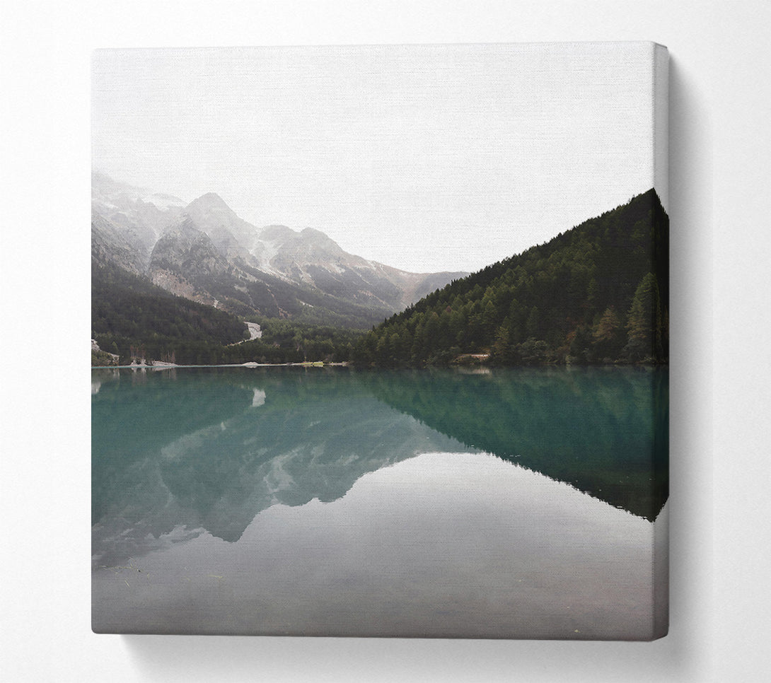  A Canvas Print of Teal Mountain Reflection Canvas Wall Art