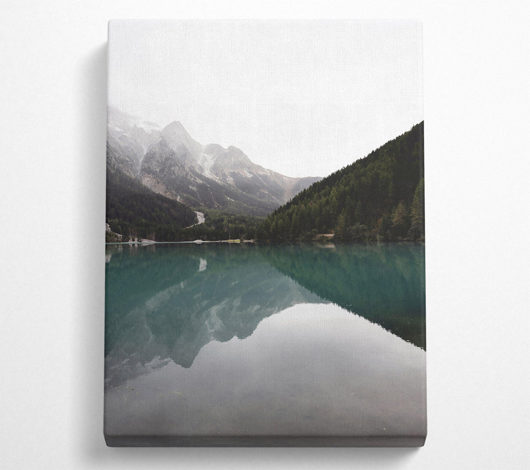 A Canvas Print of Teal Mountain Reflection Canvas Wall Art