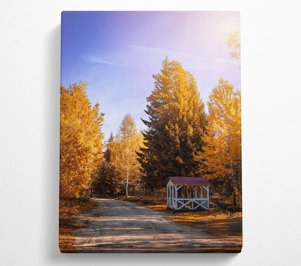  A Canvas Print of Golden Autumn Gazebo Canvas Wall Art