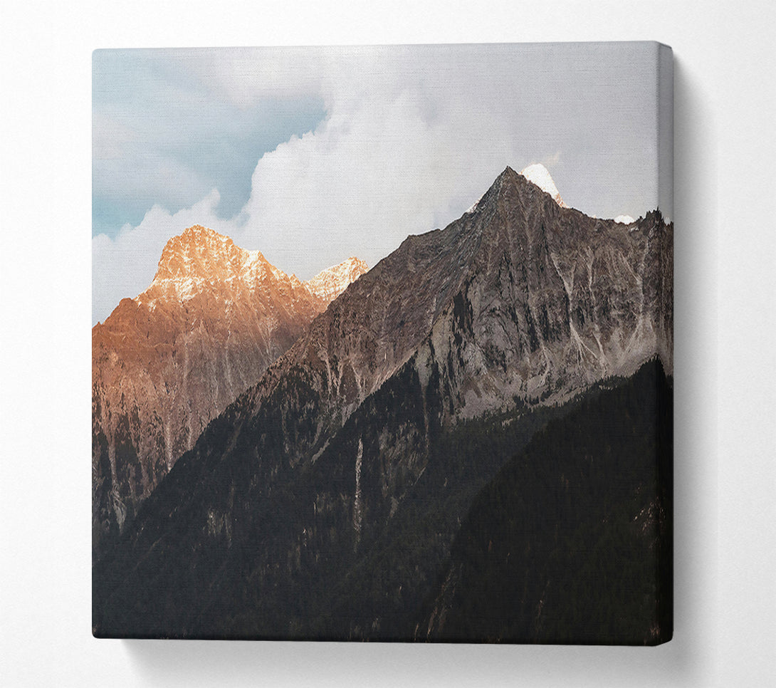  A Canvas Print of Golden Mountain Peaks Canvas Print