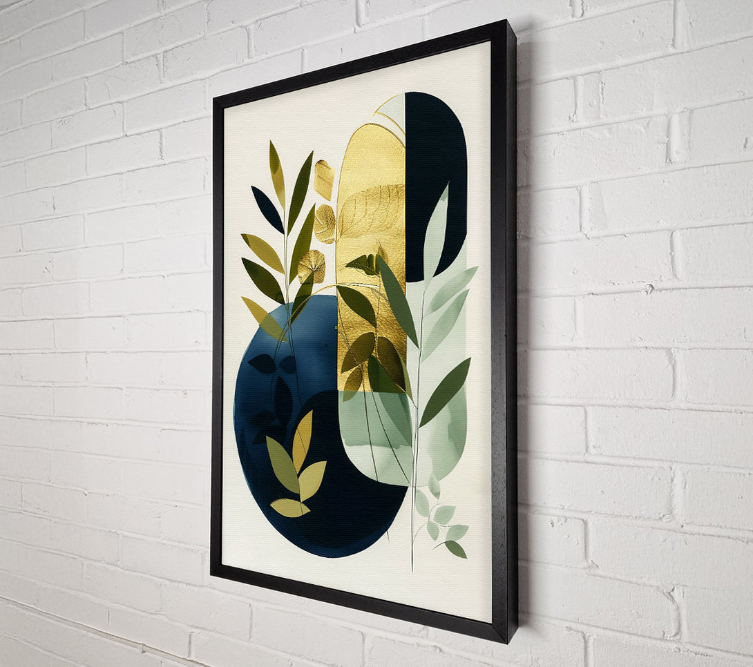  A Canvas Print of Golden Blue Abstraction Canvas Art