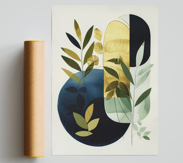 Golden Blue Abstraction Giclee Print