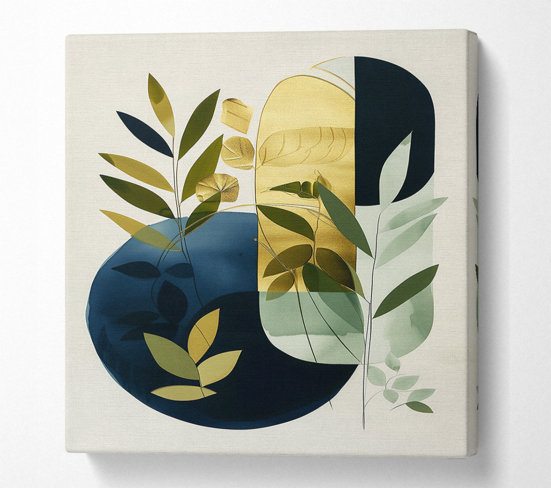  A Canvas Print of Golden Blue Abstraction Canvas Art