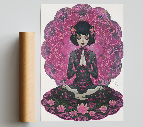 Pink Lotus Meditation Giclee Print