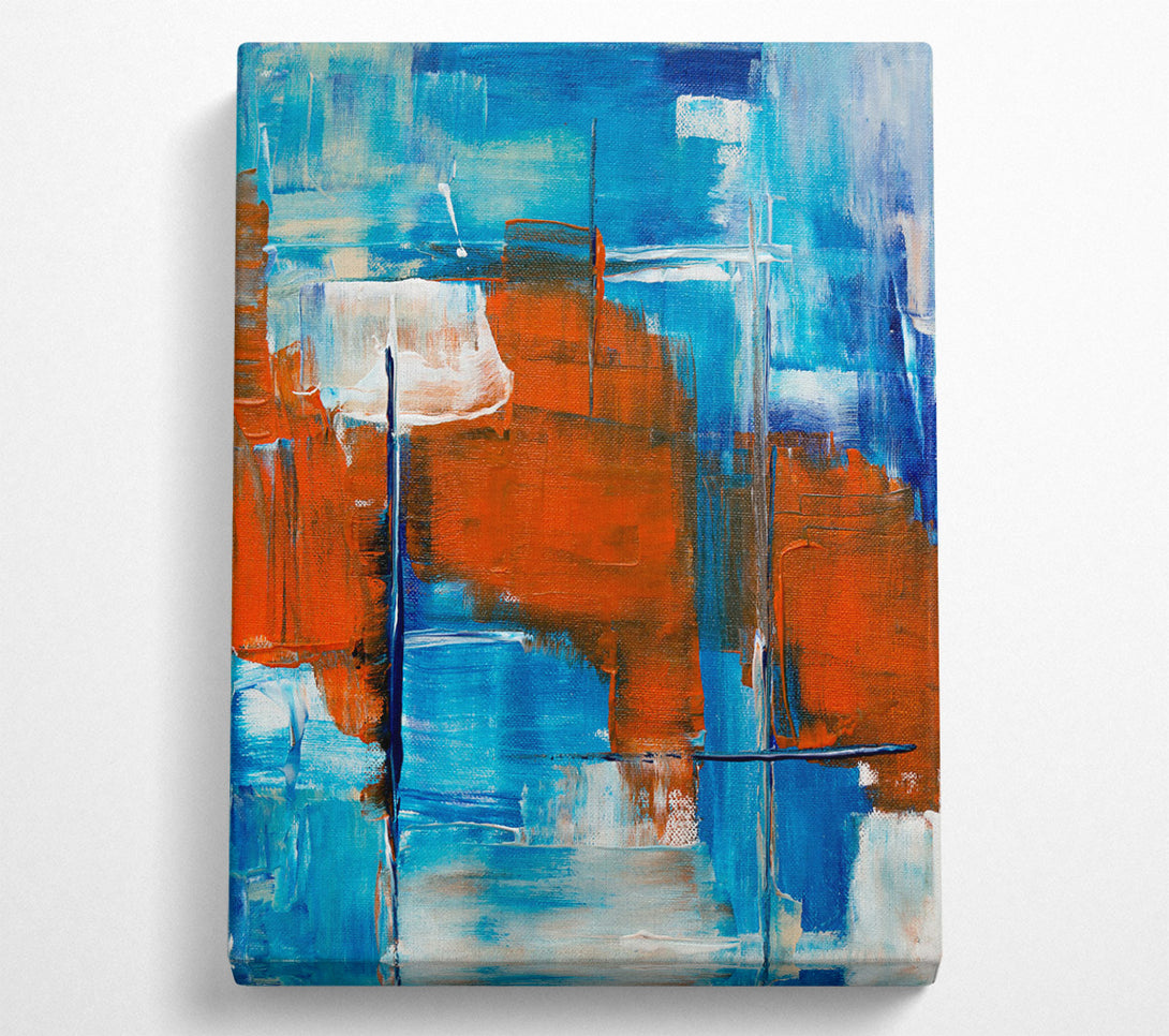  A Canvas Print of Orange And Blue Strokes Canvas Wall Art