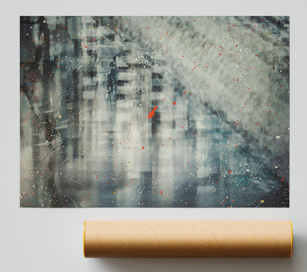Teal Spattering City Giclee Print