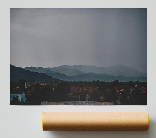 Grey Skies Over City Print