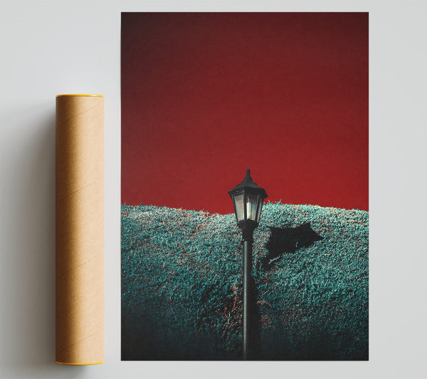 Red Sky Lamppost Giclee Print