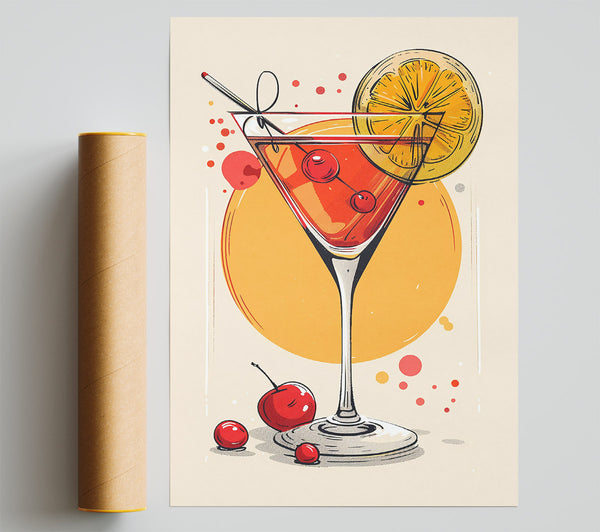 Sunset Red Martini Poster