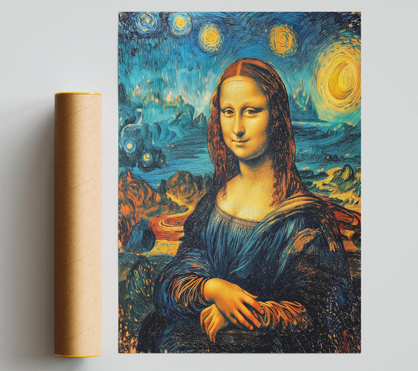 Blue Night Mona Lisa Print