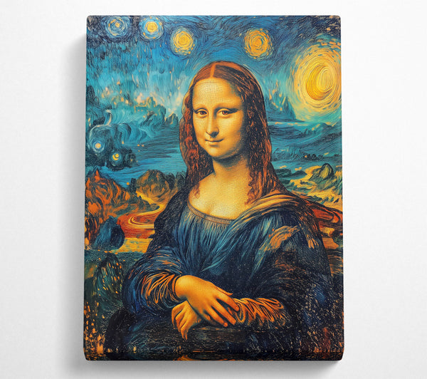  A Canvas Print of Blue Night Mona Lisa Canvas Wall Art