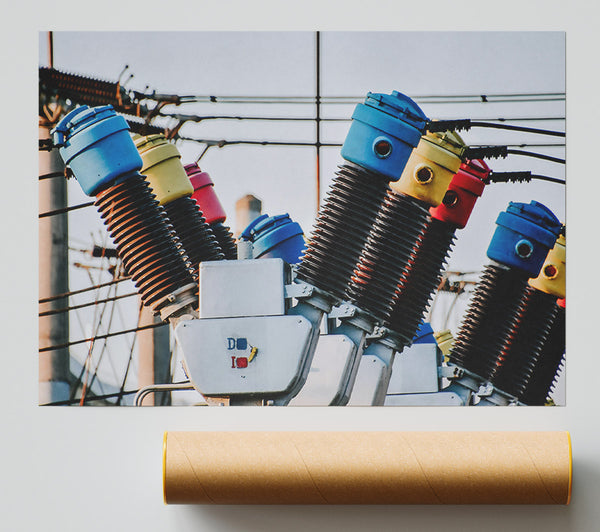 Blue Power Lines Giclee Print