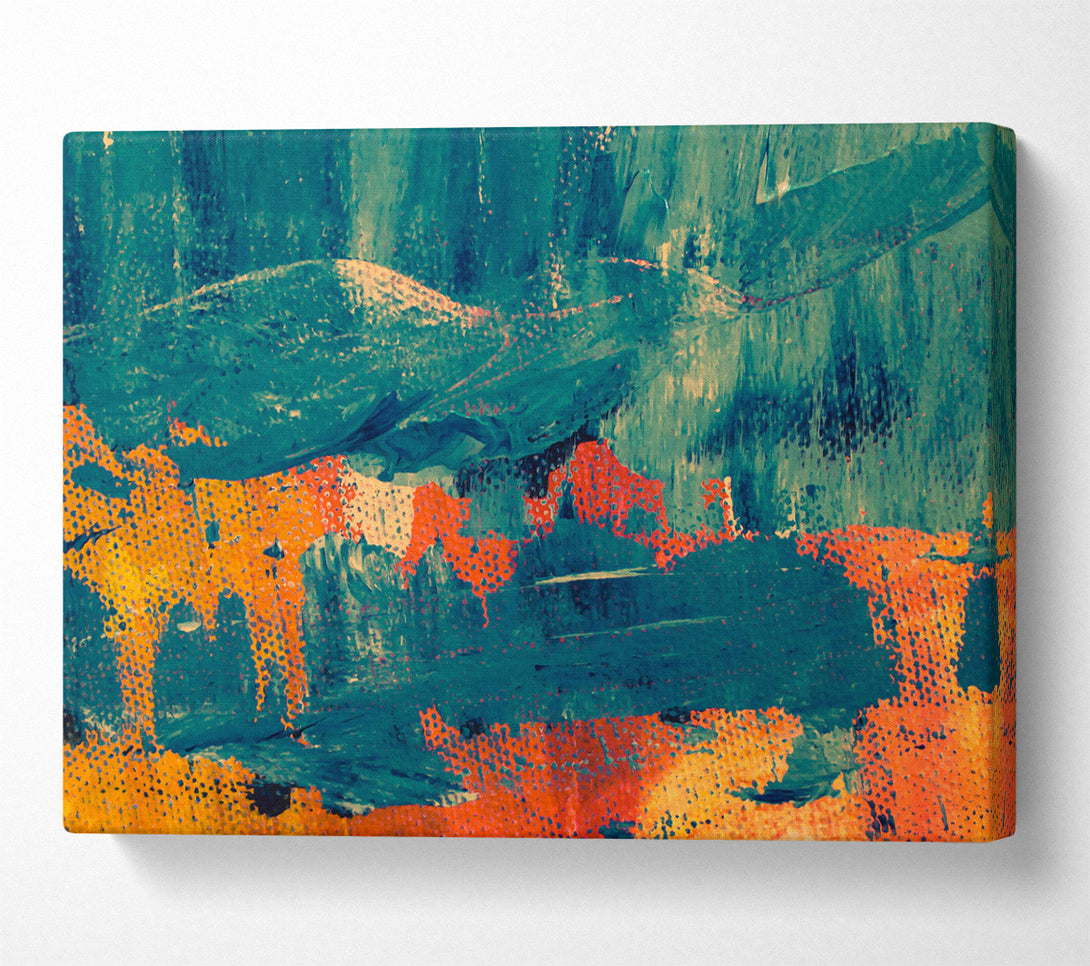  A Canvas Print of Teal Abstract Strokes Canvas Wall Art