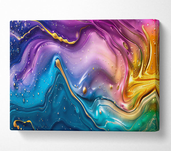  A Canvas Print of Golden Teal Swirls Canvas Print