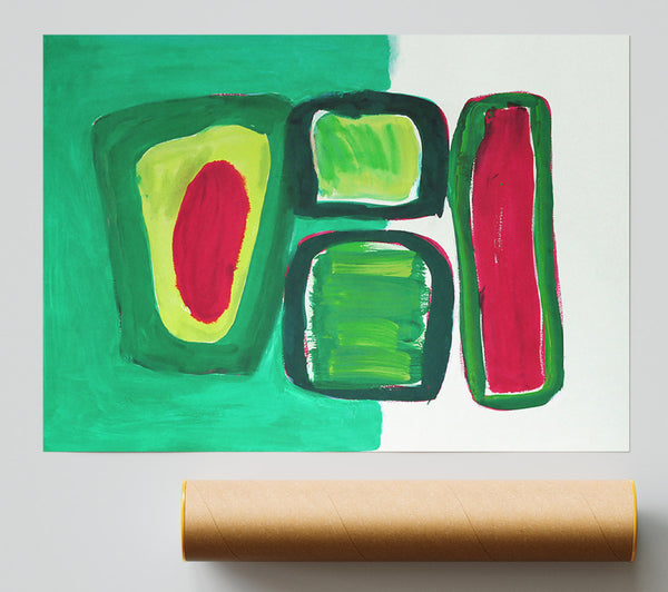 Emerald Green Shapes Poster