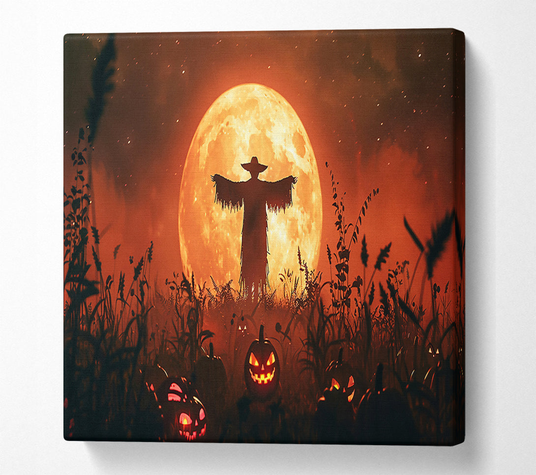  A Canvas Print of Orange Moon Scarecrow Canvas Print