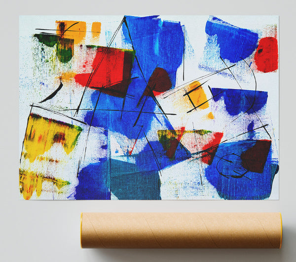 Azure & Crimson Strokes Print