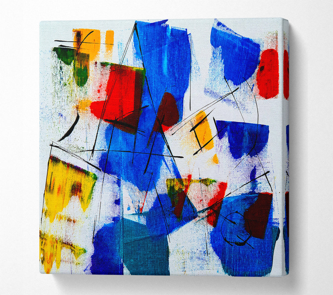  A Canvas Print of Azure & Crimson Strokes Canvas Art