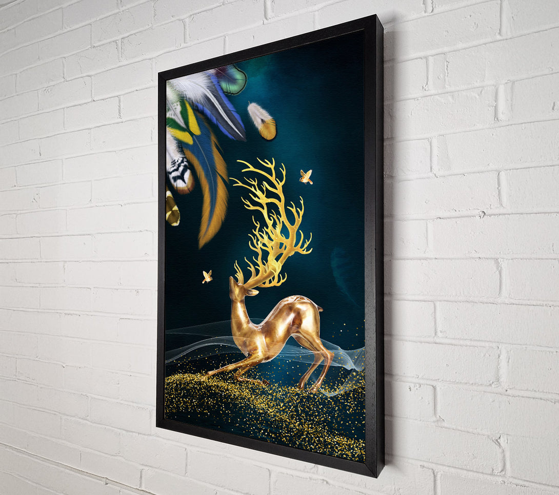 A Canvas Print of Feathers And Gold Reindeer Canvas Print
