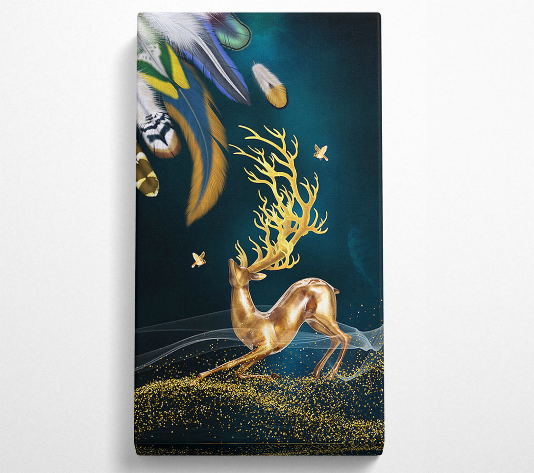  A Canvas Print of Feathers And Gold Reindeer Canvas Print