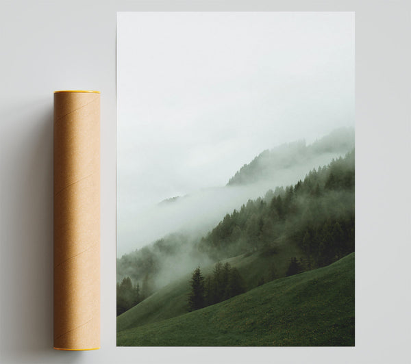 Green Foggy Hills Print