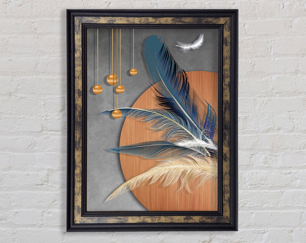 Feathers And Shapes Framed Print