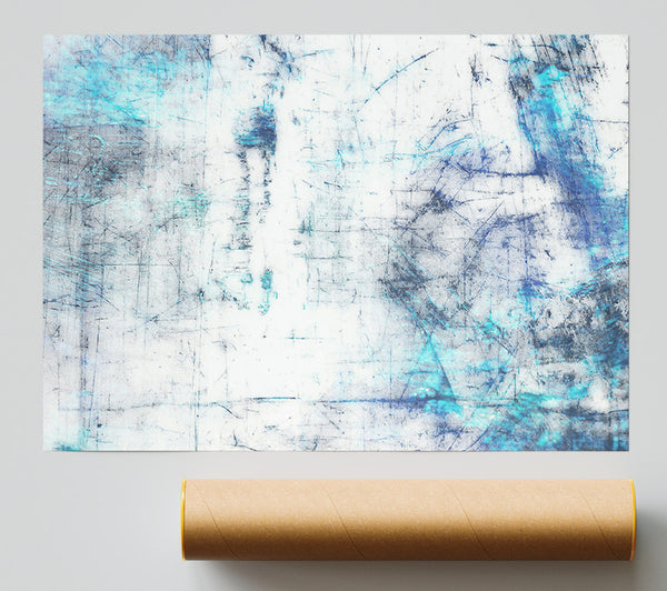 Cyan Scratched Canvas Print