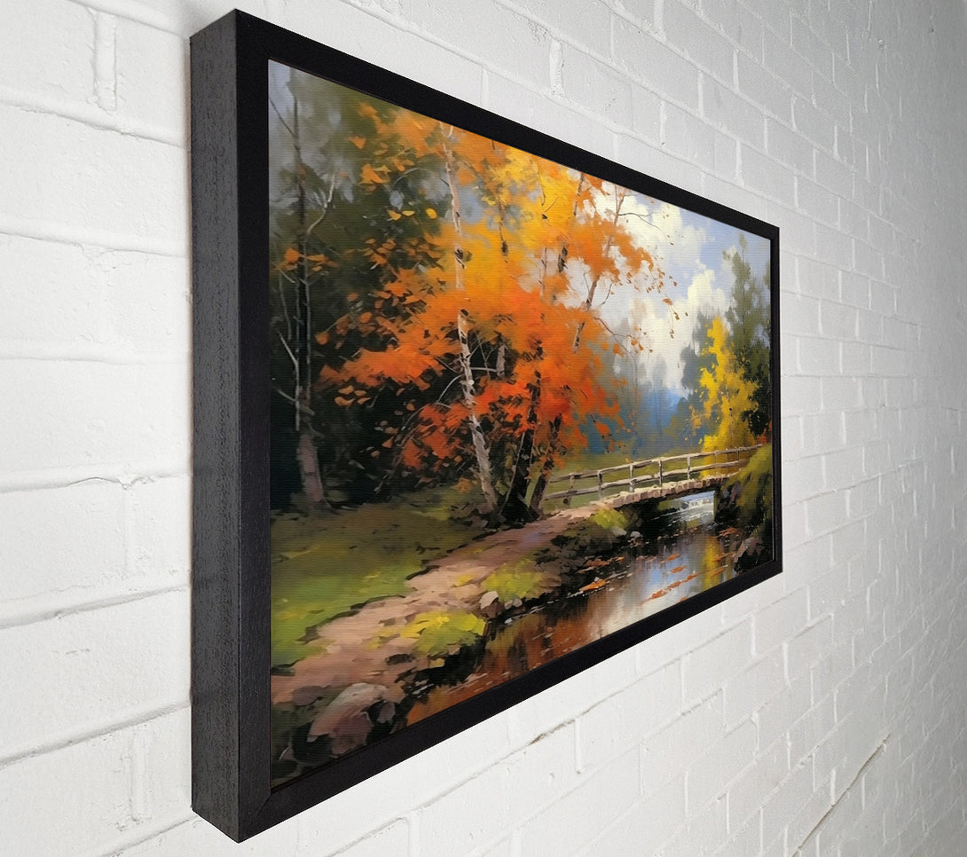  A Canvas Print of Golden Autumn Bridge Canvas Wall Art