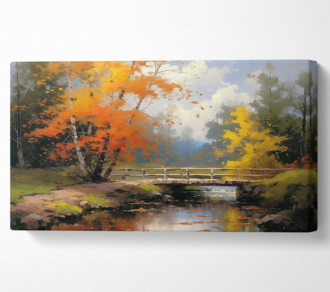 A Canvas Print of Golden Autumn Bridge Canvas Wall Art