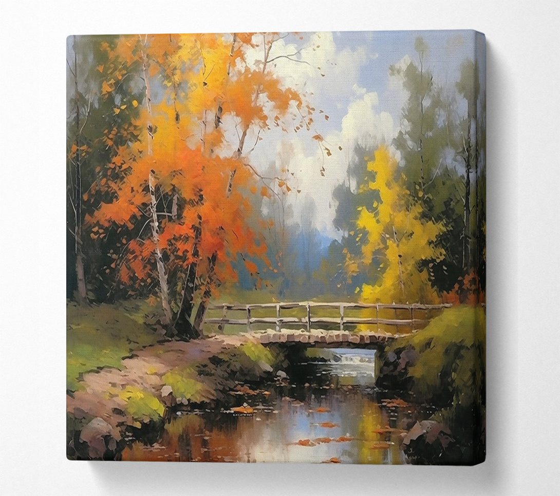  A Canvas Print of Golden Autumn Bridge Canvas Wall Art