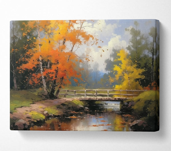  A Canvas Print of Golden Autumn Bridge Canvas Wall Art