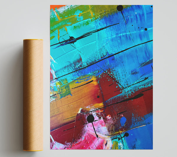 Turquoise Abstract Lines Giclee Print