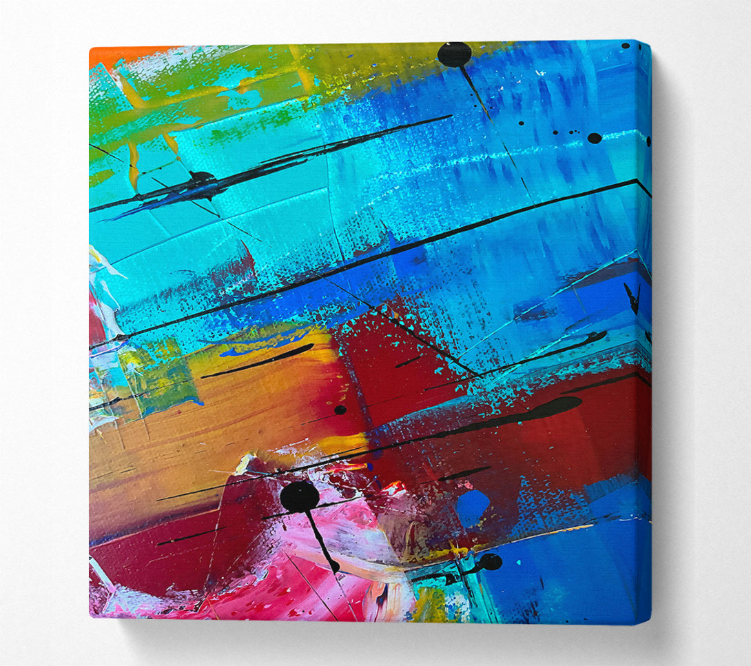  A Canvas Print of Turquoise Abstract Lines Canvas Art