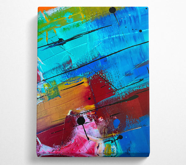  A Canvas Print of Turquoise Abstract Lines Canvas Art