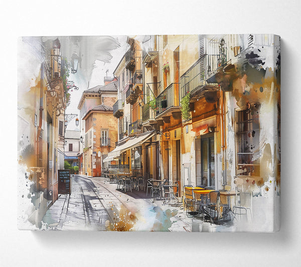  A Canvas Print of Golden Hour Cafe Canvas Print