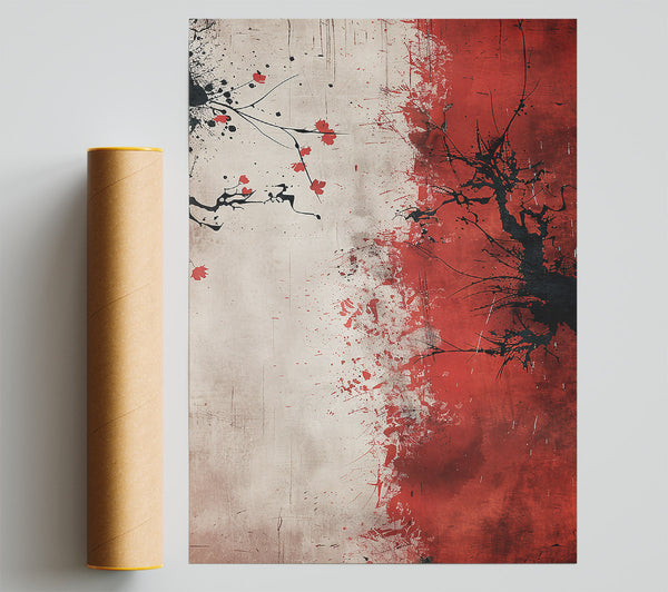 Crimson Branching Splatter Giclee Print