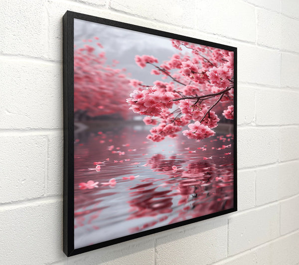 Pink Blossoms Reflecting