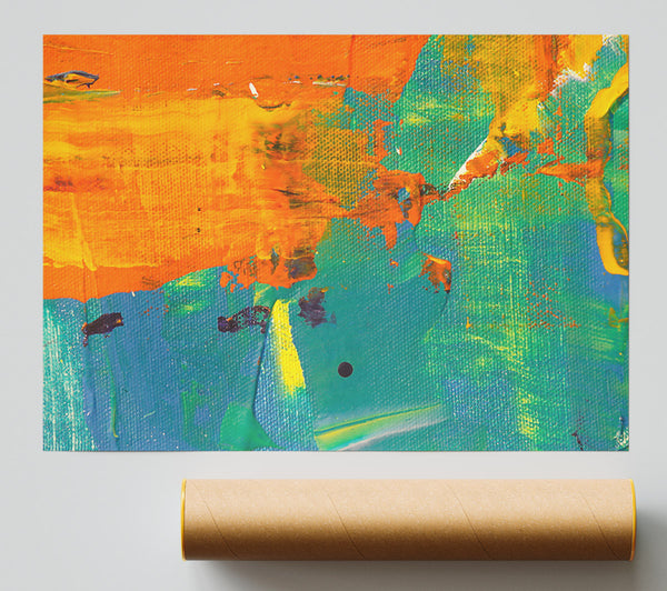 Green And Orange Abstract Print