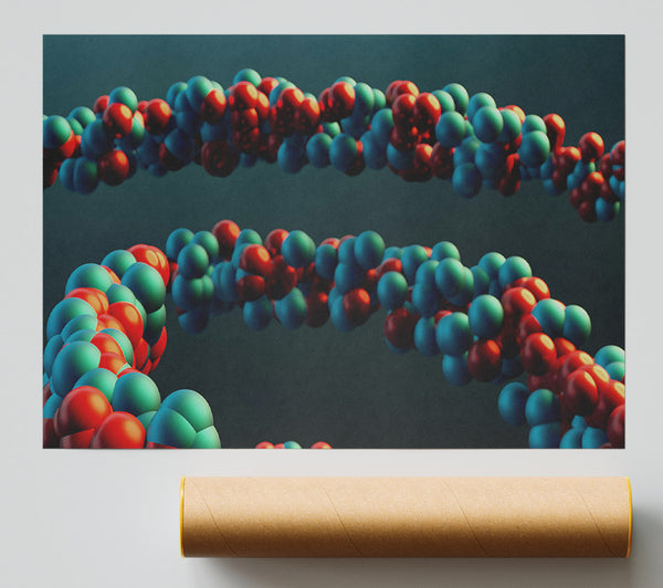 Teal And Red Strands Poster
