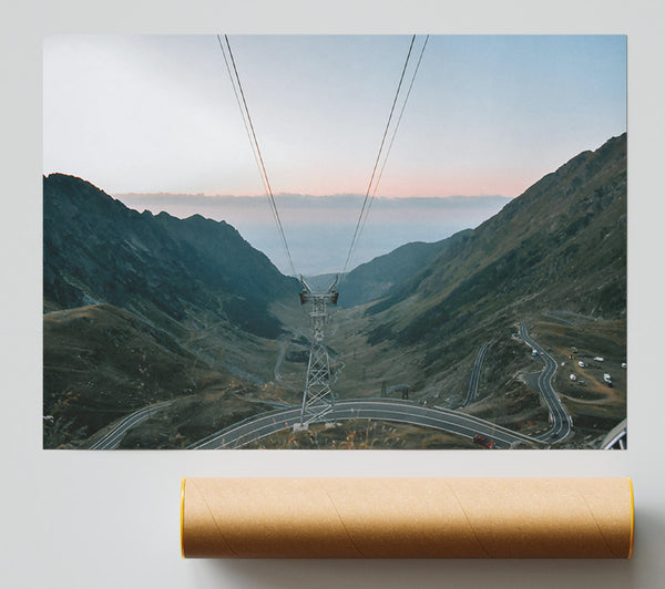 Pink Sky Mountain Road Giclee Print