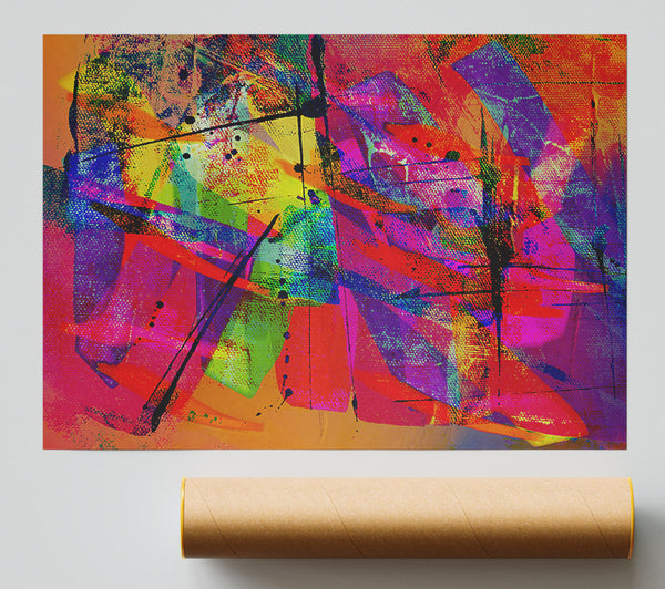 Fuchsia Abstract Chaos Poster