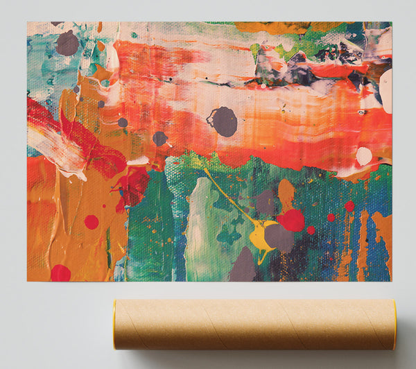 Orange And Green Splashes Print