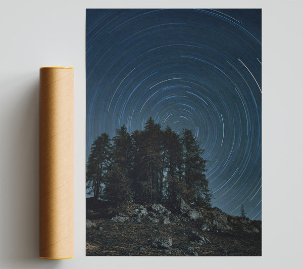 Midnight Blue Star Trails Giclee Print