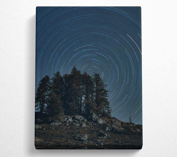  A Canvas Print of Midnight Blue Star Trails Canvas Print