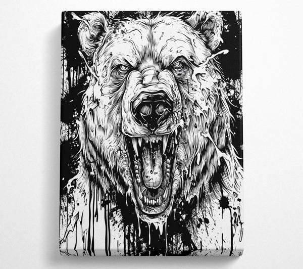  A Canvas Print of Fierce Bear Ink Canvas Art