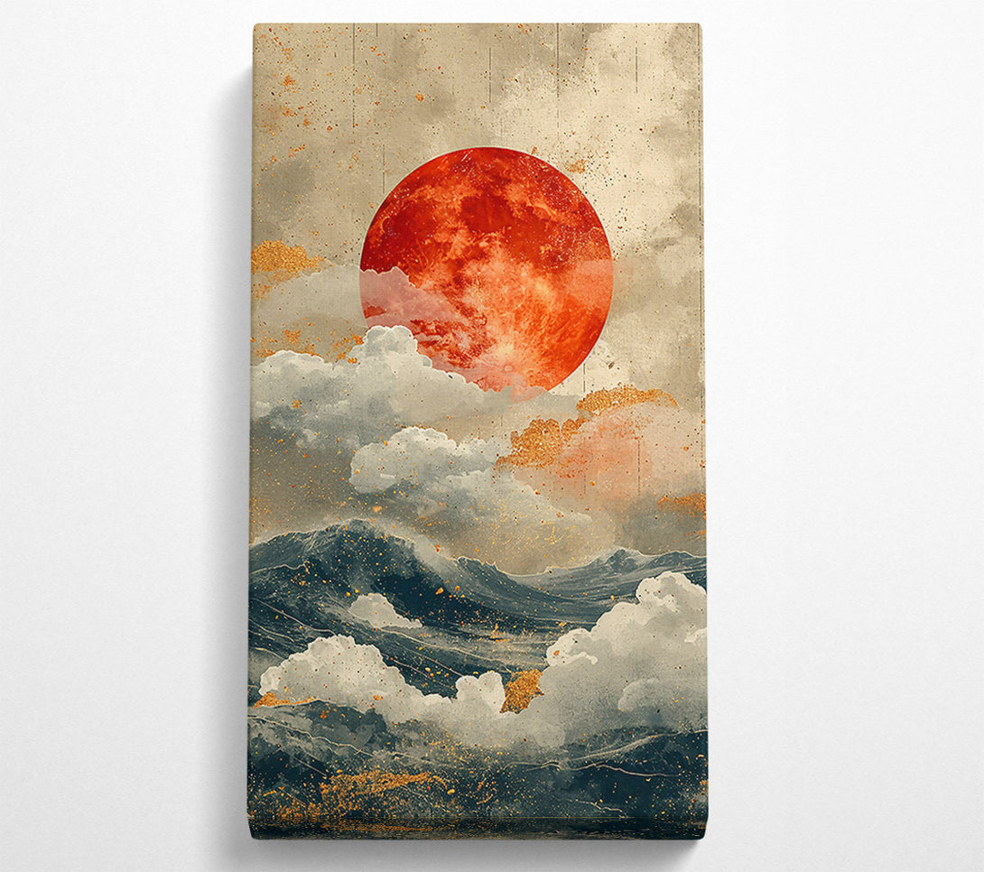  A Canvas Print of Crimson Sky Over Waves Canvas Art