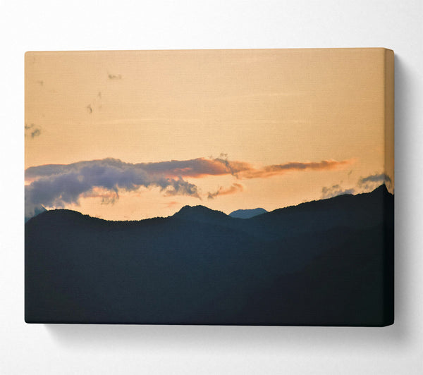  A Canvas Print of Golden Silhouette Mountains Canvas Wall Art
